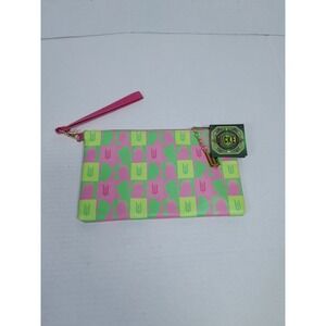 Wicked Movie Pink & Green Accessory Pouch Zip Vegan Leather Gold Hardware New